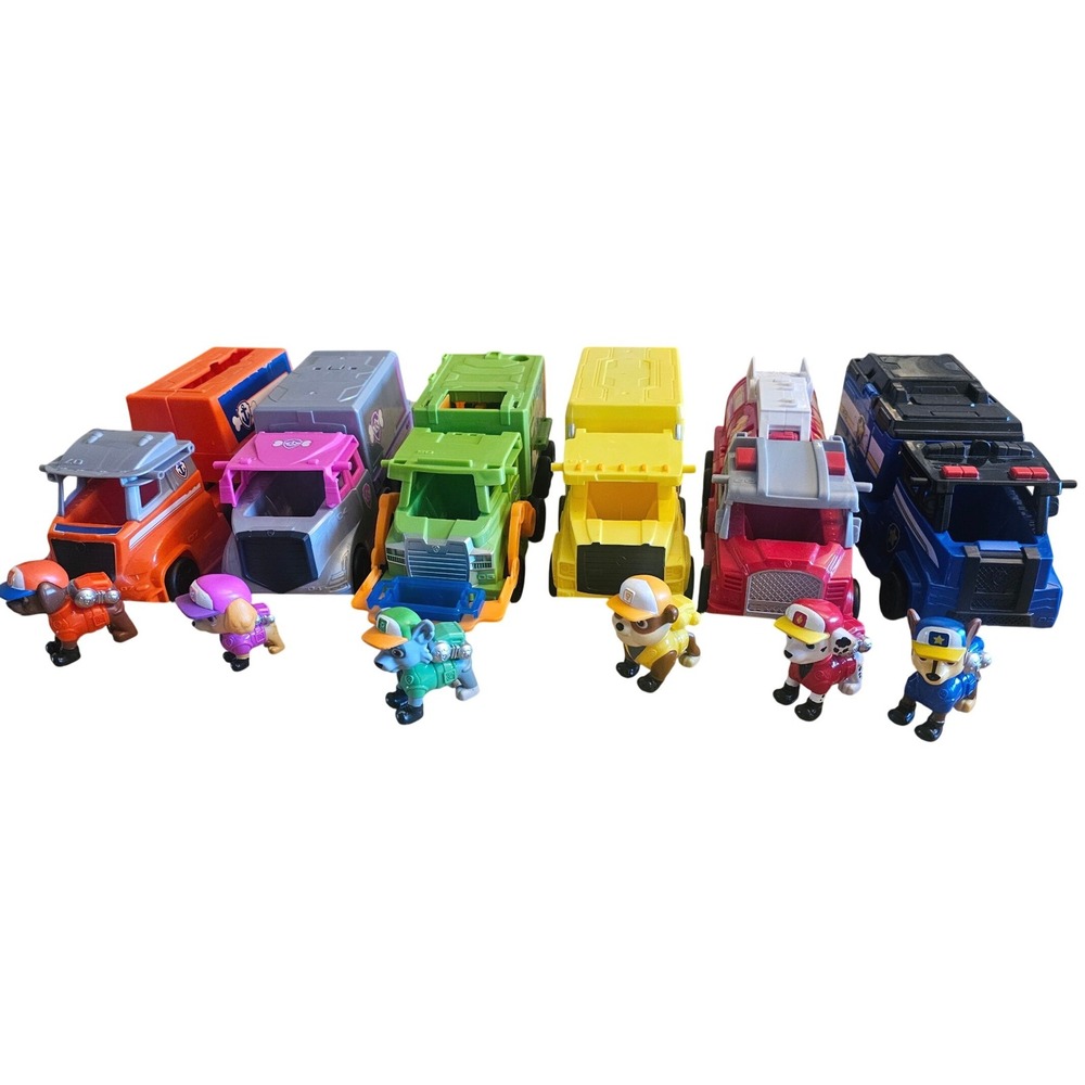 PAW Patrol Big Truck Pup 6 Vehicle & Figure Set Chase Marshall Skye Rubble Rocky